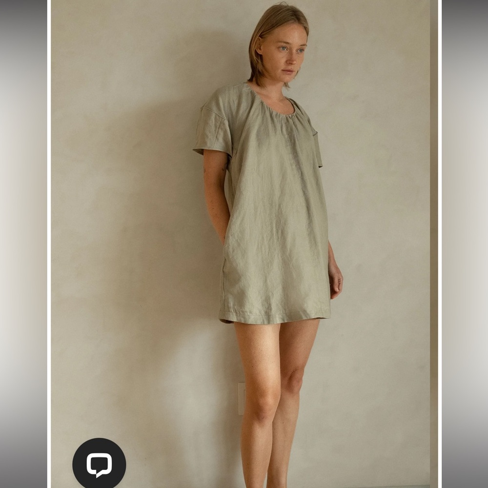 100% LINEN BOXY MINI DRESS